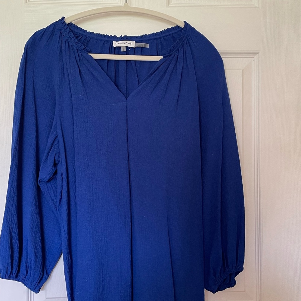 Calvin Klein medium blue flowy shirt